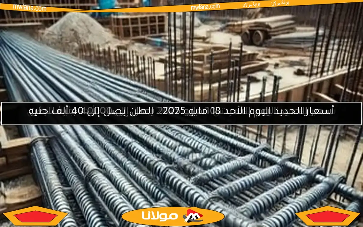 أسعار الحديد اليوم الأحد 18 مايو 2025.. الطن يصل إلى 40 ألف جنيه