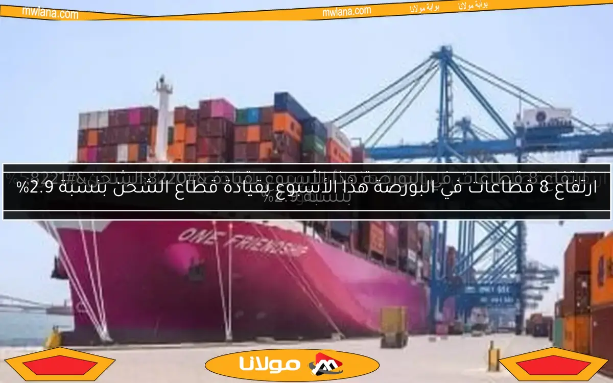 ارتفاع 8 قطاعات في البورصة هذا الأسبوع بقيادة قطاع الشحن بنسبة 2.9%