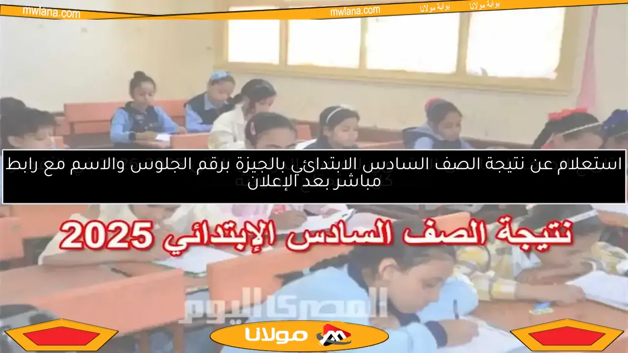 استعلام عن نتيجة الصف السادس الابتدائي بالجيزة برقم الجلوس والاسم مع رابط مباشر بعد الإعلان