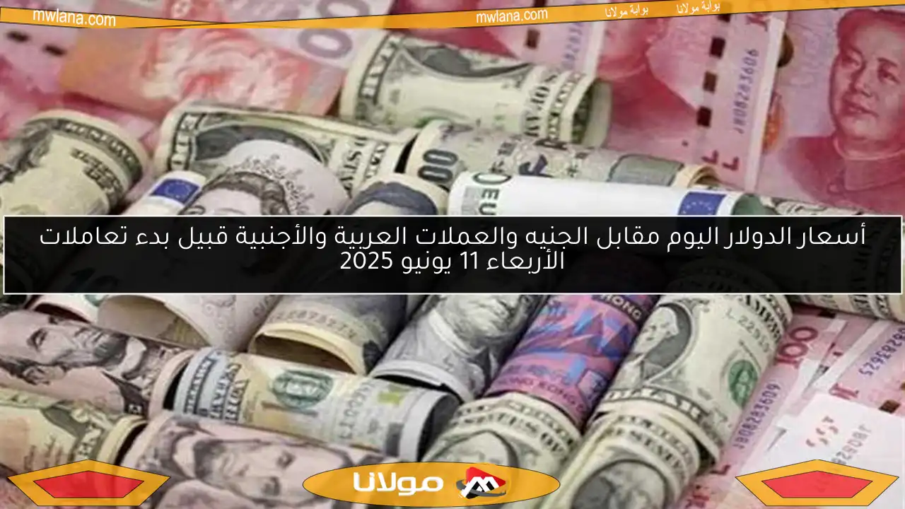 أسعار الدولار اليوم مقابل الجنيه والعملات العربية والأجنبية قبيل بدء تعاملات الأربعاء 11 يونيو 2025