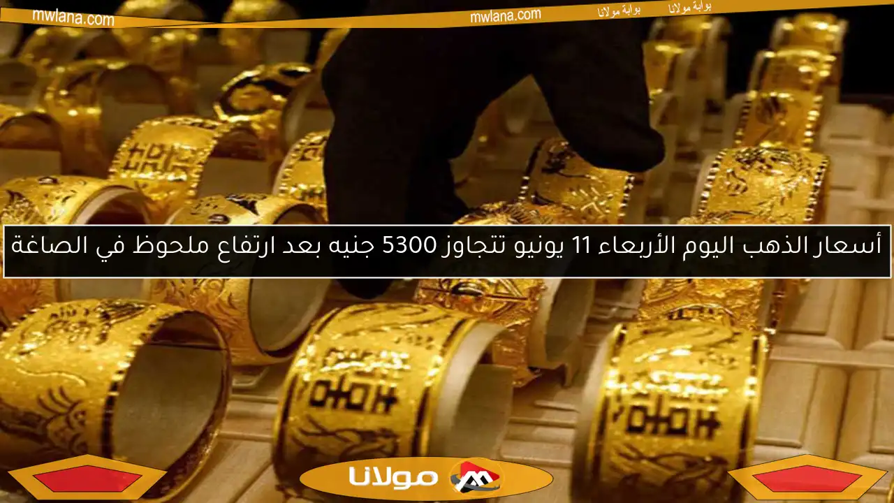 أسعار الذهب اليوم الأربعاء 11 يونيو تتجاوز 5300 جنيه بعد ارتفاع ملحوظ في الصاغة