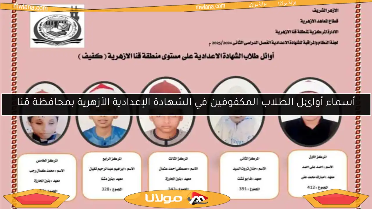 أسماء أوائل الطلاب المكفوفين في الشهادة الإعدادية الأزهرية بمحافظة قنا