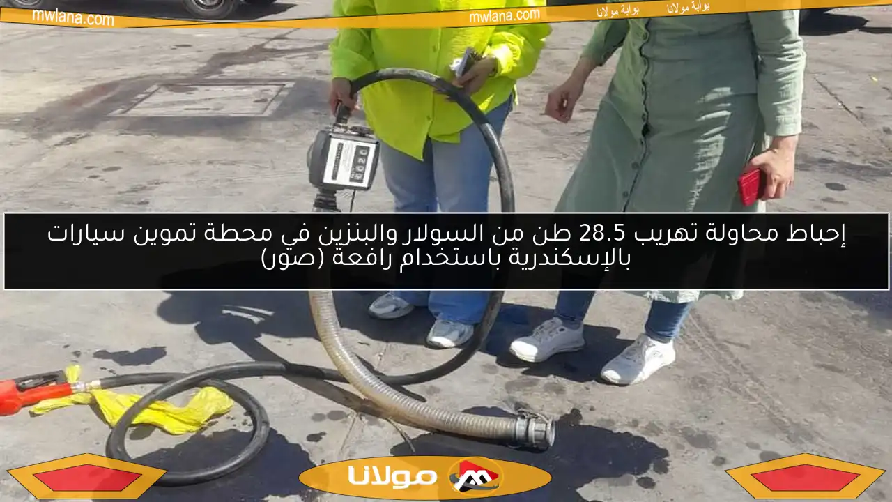 إحباط محاولة تهريب 28.5 طن من السولار والبنزين في محطة تموين سيارات بالإسكندرية باستخدام رافعة (صور)