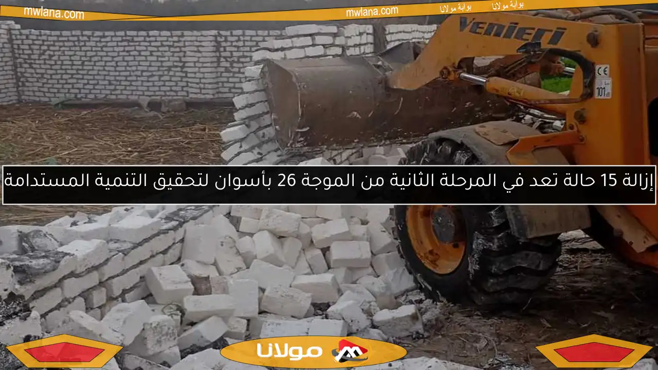 إزالة 15 حالة تعد في المرحلة الثانية من الموجة 26 بأسوان لتحقيق التنمية المستدامة