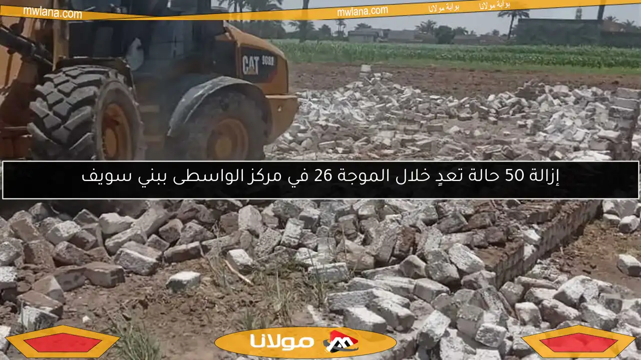 إزالة 50 حالة تعدٍ خلال الموجة 26 في مركز الواسطى ببني سويف
