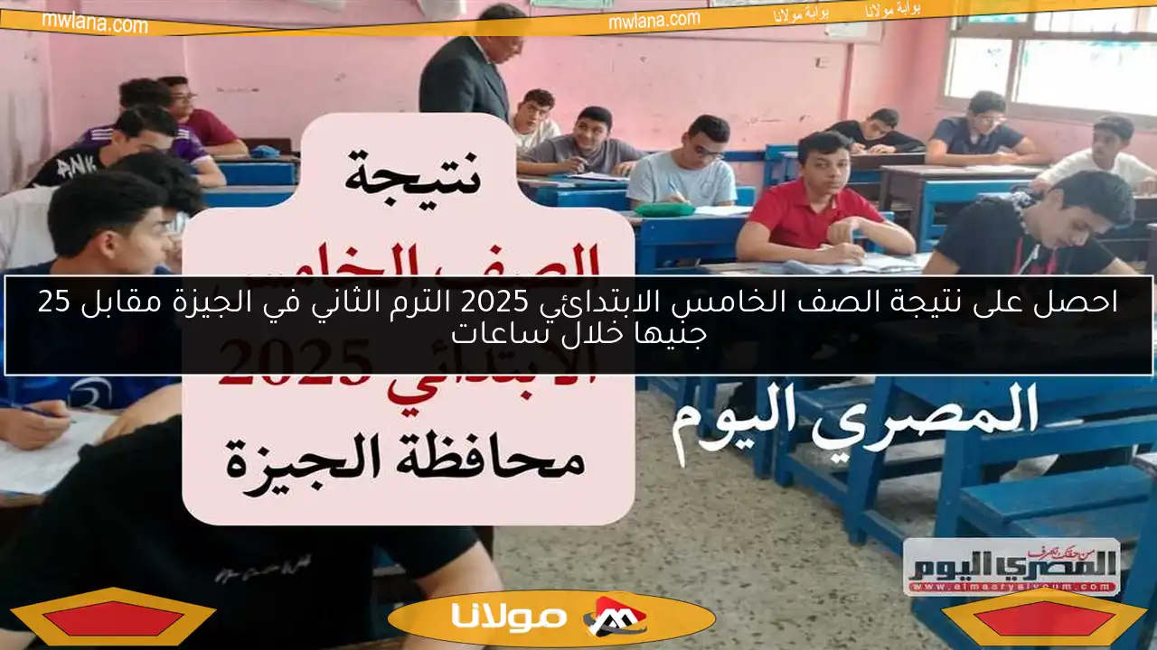 احصل على نتيجة الصف الخامس الابتدائي 2025 الترم الثاني في الجيزة مقابل 25 جنيها خلال ساعات
