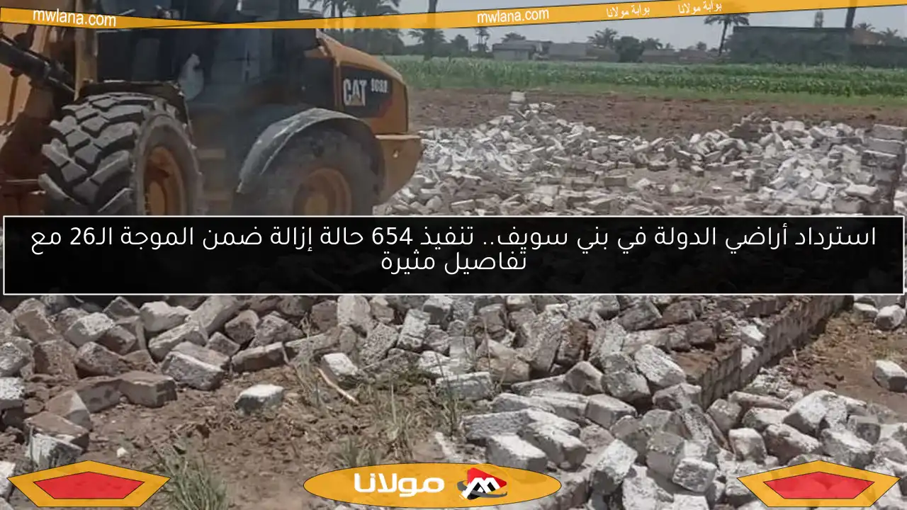 استرداد أراضي الدولة في بني سويف.. تنفيذ 654 حالة إزالة ضمن الموجة الـ26 مع تفاصيل مثيرة