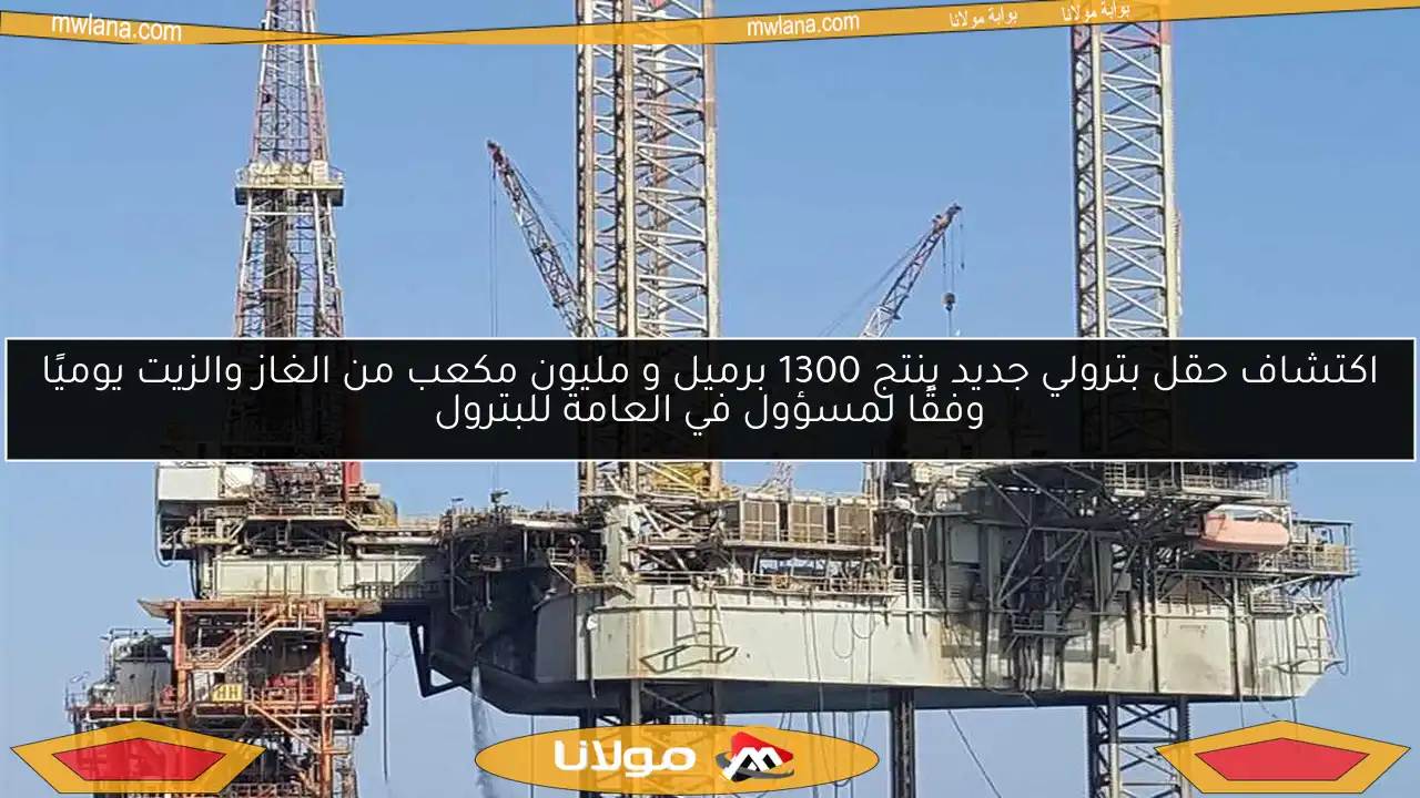 اكتشاف حقل بترولي جديد ينتج 1300 برميل و مليون مكعب من الغاز والزيت يوميًا وفقًا لمسؤول في العامة للبترول