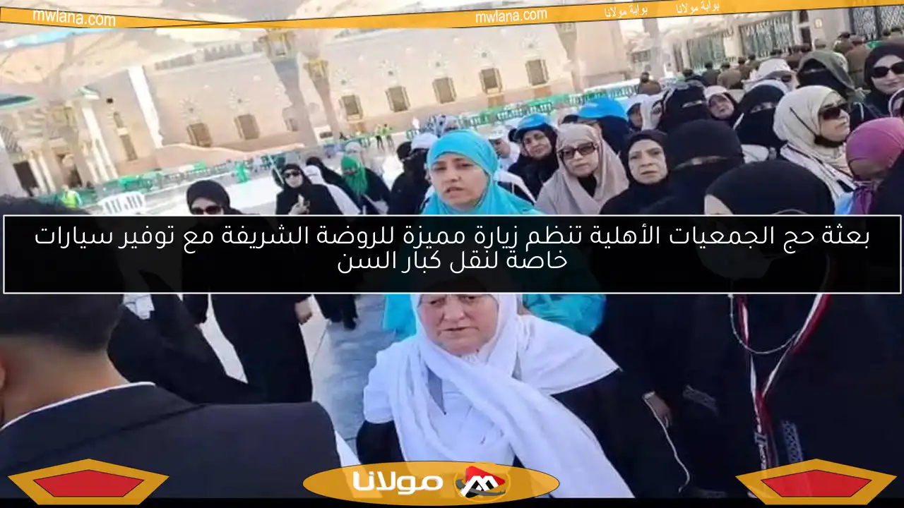 بعثة حج الجمعيات الأهلية تنظم زيارة مميزة للروضة الشريفة مع توفير سيارات خاصة لنقل كبار السن