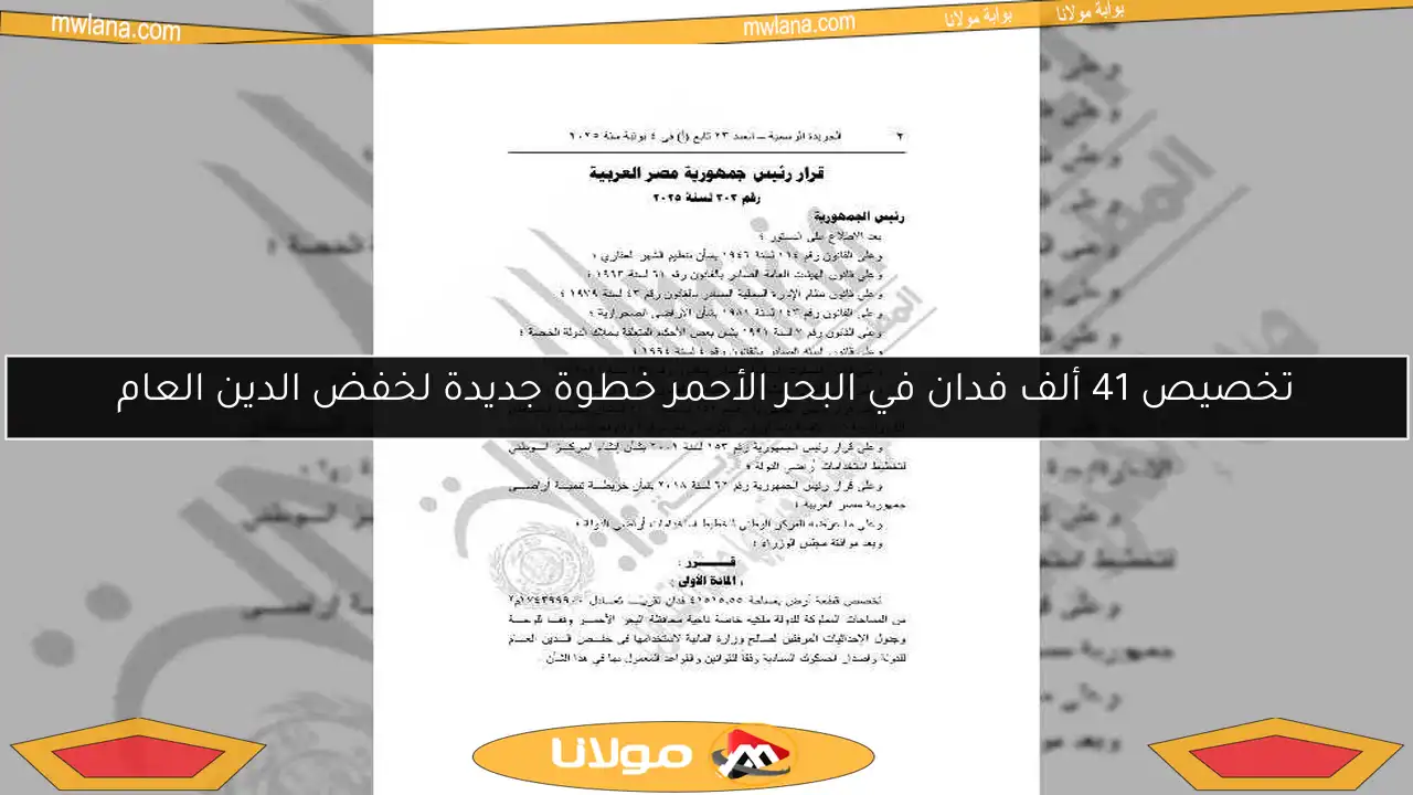تخصيص 41 ألف فدان في البحر الأحمر خطوة جديدة لخفض الدين العام