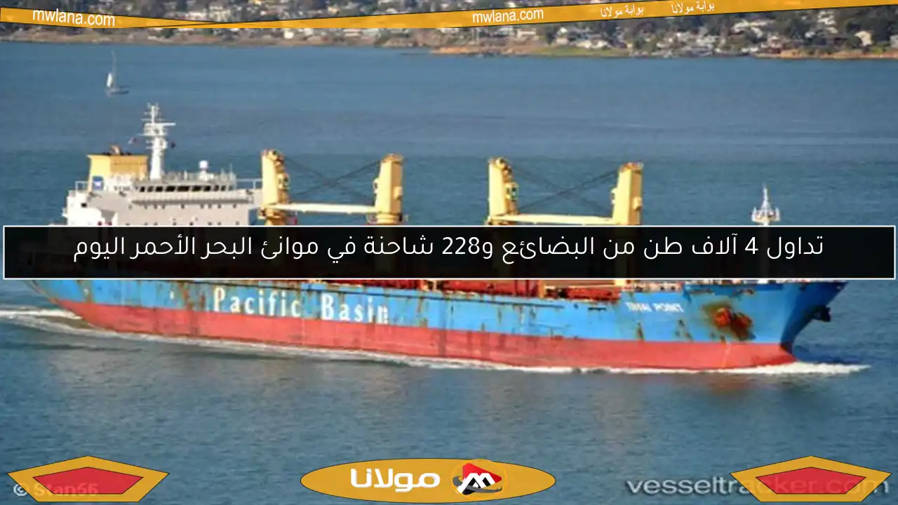 تداول 4 آلاف طن من البضائع و228 شاحنة في موانئ البحر الأحمر اليوم
