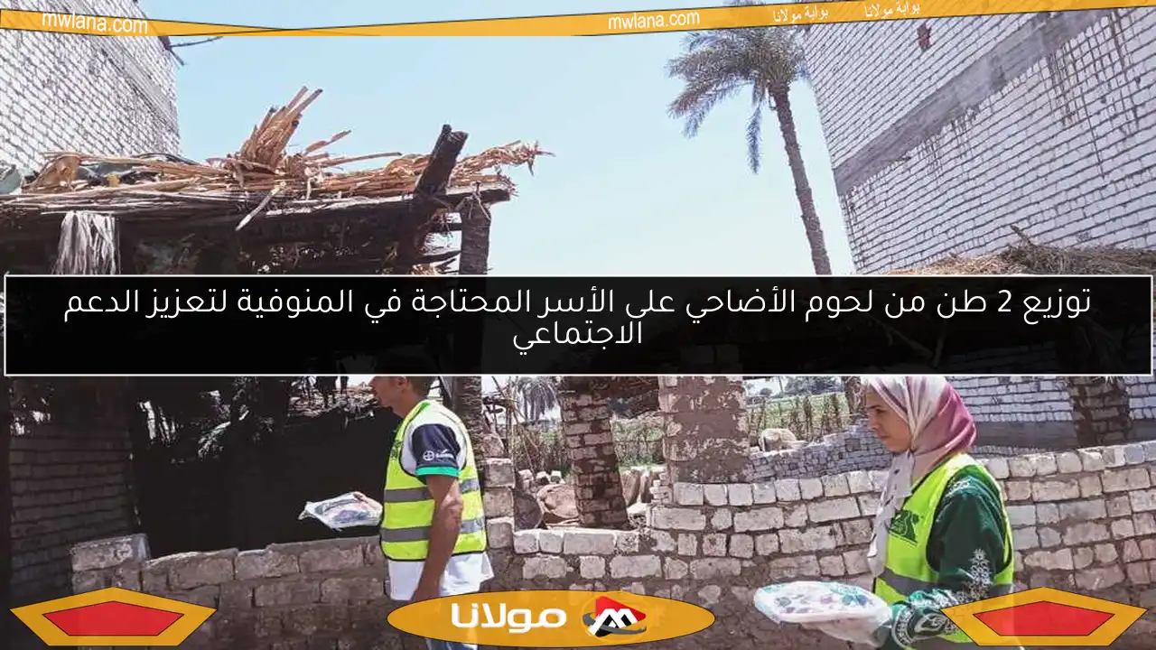 توزيع 2 طن من لحوم الأضاحي على الأسر المحتاجة في المنوفية لتعزيز الدعم الاجتماعي