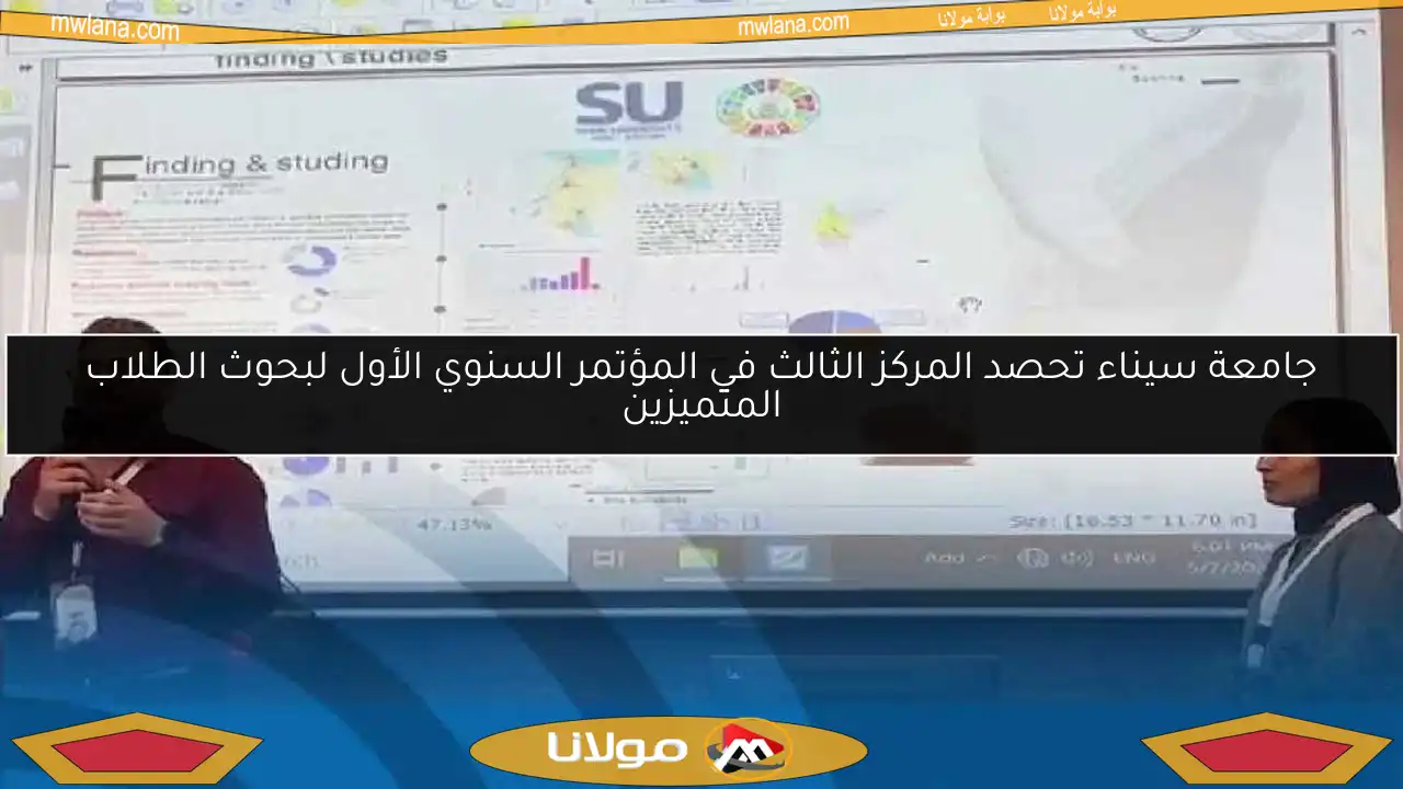جامعة سيناء تحصد المركز الثالث في المؤتمر السنوي الأول لبحوث الطلاب المتميزين