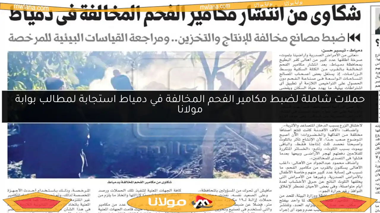 حملات شاملة لضبط مكامير الفحم المخالفة في دمياط استجابة لمطالب بوابة مولانا