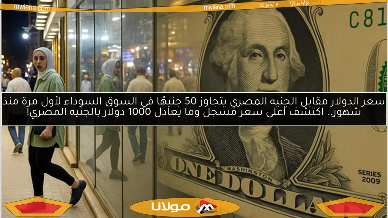 سعر الدولار مقابل الجنيه المصري يتجاوز 50 جنيهًا في السوق السوداء لأول مرة منذ شهور.. اكتشف أعلى سعر مسجل وما يعادل 1000 دولار بالجنيه المصري!