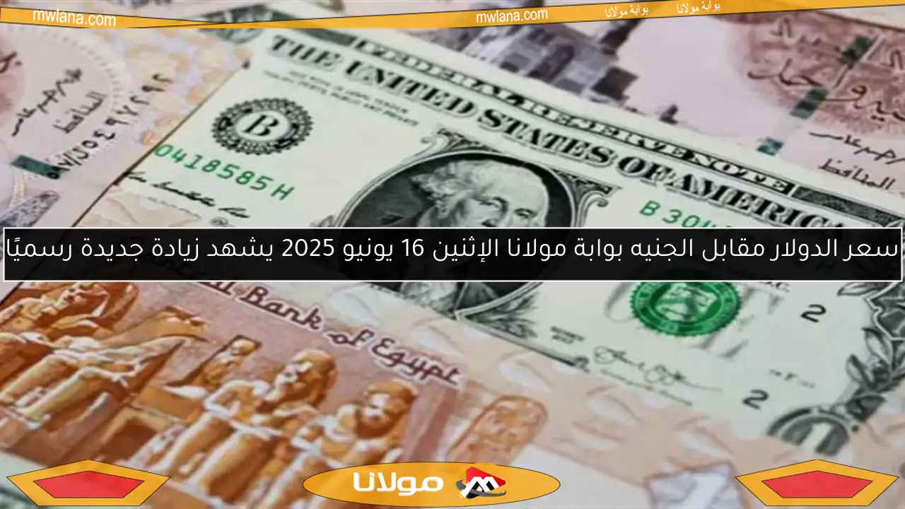 سعر الدولار مقابل الجنيه بوابة مولانا الإثنين 16 يونيو 2025 يشهد زيادة جديدة رسميًا