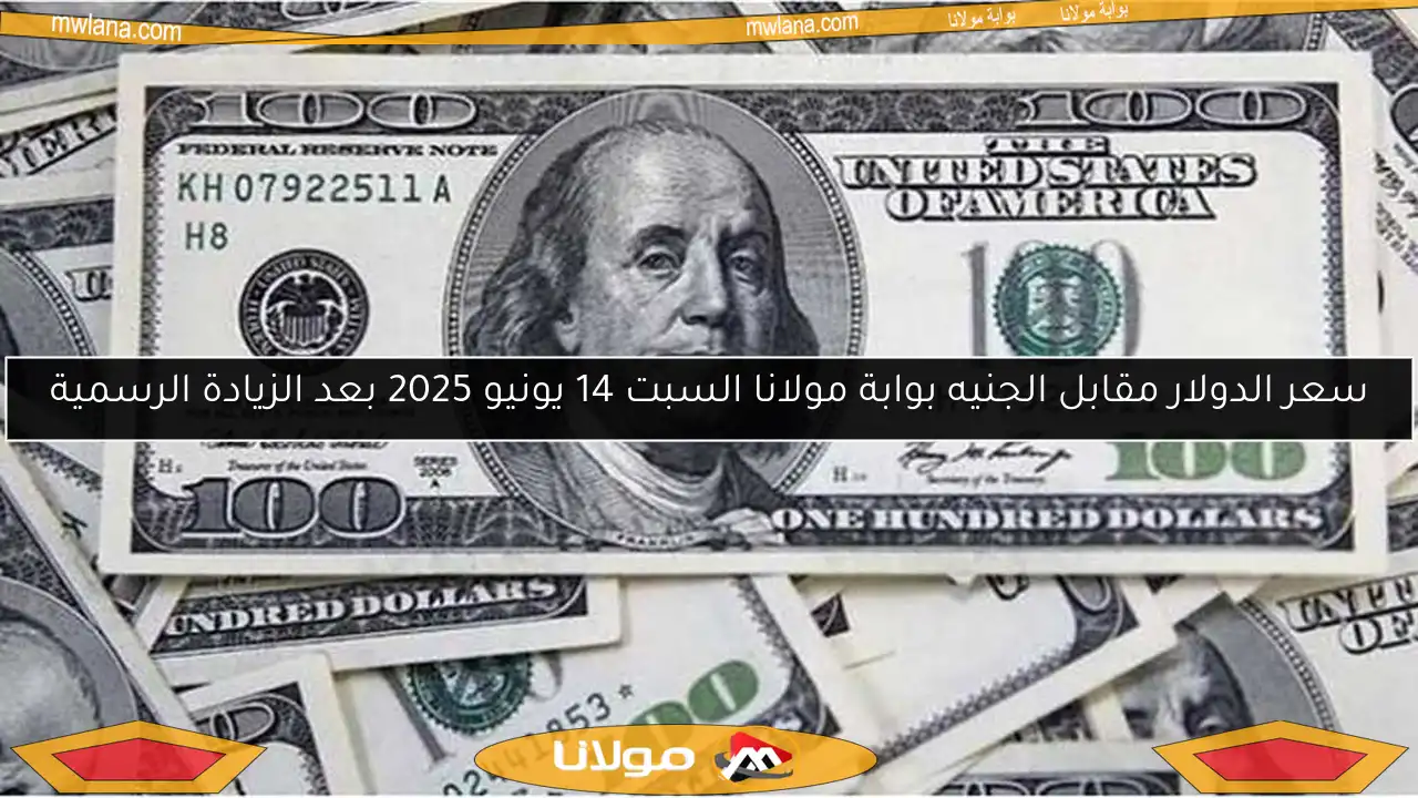 سعر الدولار مقابل الجنيه بوابة مولانا السبت 14 يونيو 2025 بعد الزيادة الرسمية