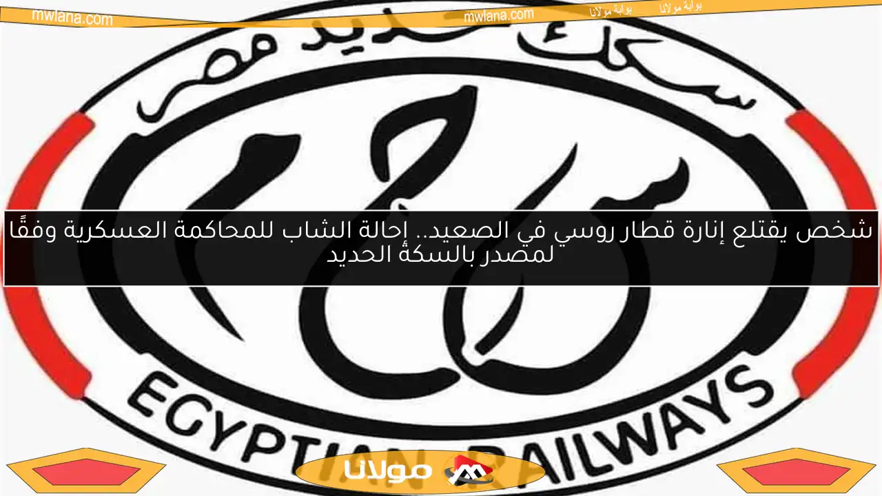 شخص يقتلع إنارة قطار روسي في الصعيد.. إحالة الشاب للمحاكمة العسكرية وفقًا لمصدر بالسكة الحديد