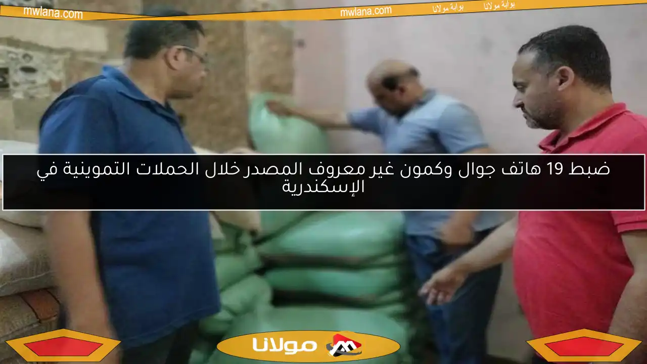 ضبط 19 هاتف جوال وكمون غير معروف المصدر خلال الحملات التموينية في الإسكندرية