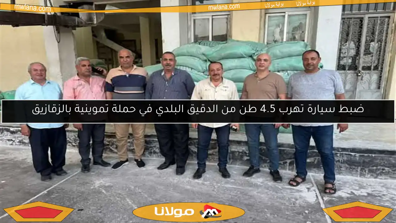 ضبط سيارة تهرب 4.5 طن من الدقيق البلدي في حملة تموينية بالزقازيق
