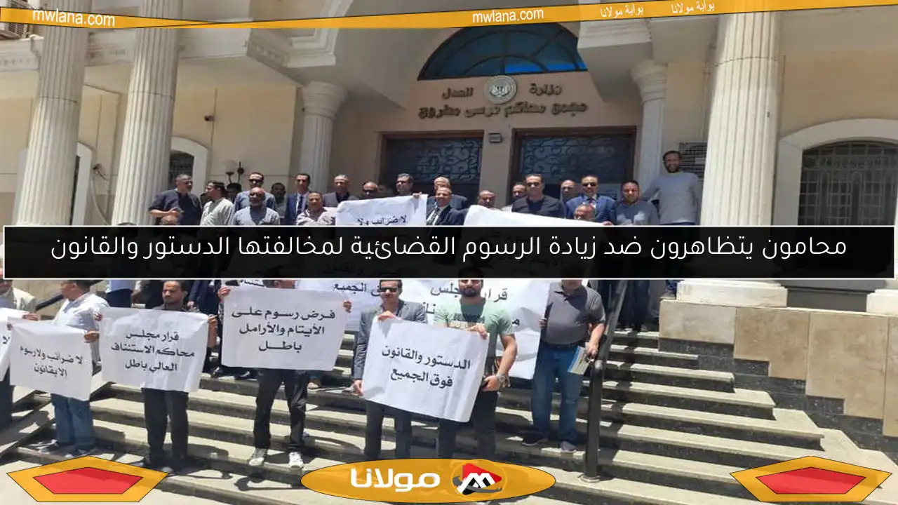 محامون يتظاهرون ضد زيادة الرسوم القضائية لمخالفتها الدستور والقانون