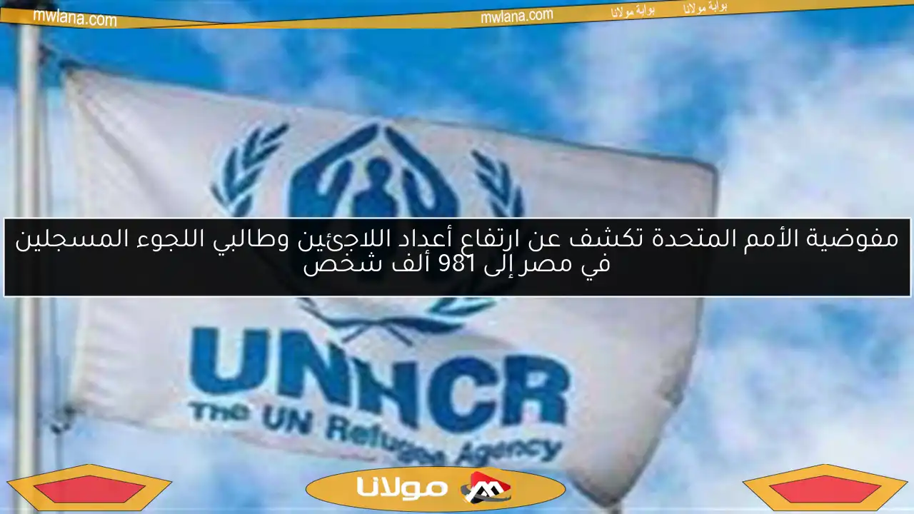 مفوضية الأمم المتحدة تكشف عن ارتفاع أعداد اللاجئين وطالبي اللجوء المسجلين في مصر إلى 981 ألف شخص