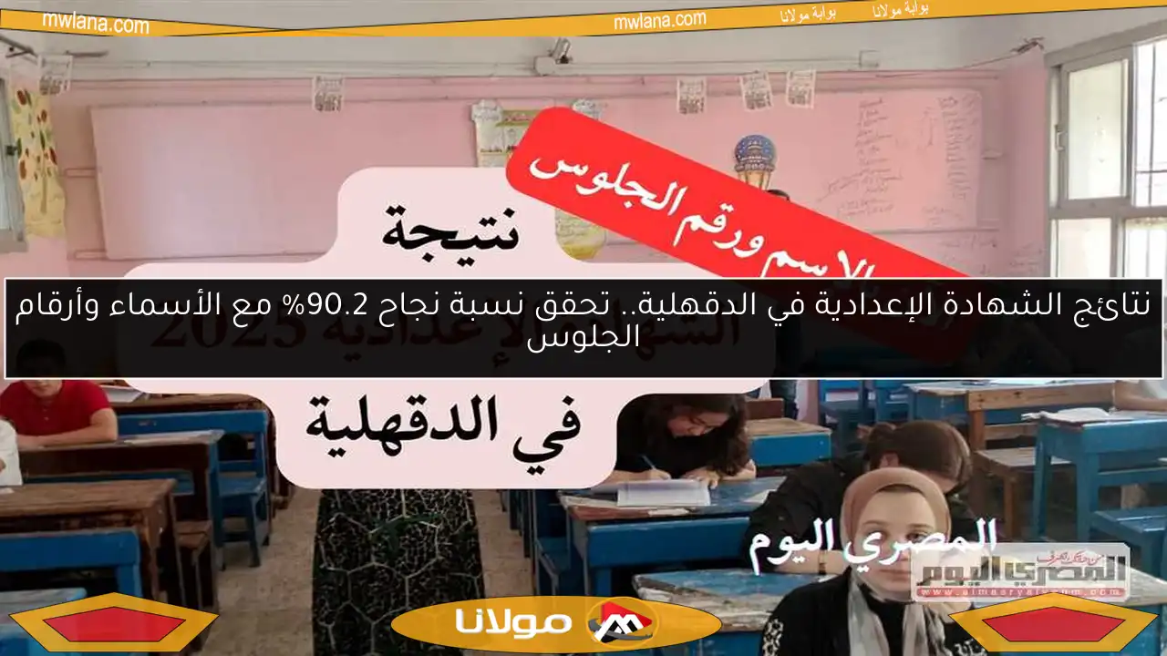 نتائج الشهادة الإعدادية في الدقهلية.. تحقق نسبة نجاح 90.2% مع الأسماء وأرقام الجلوس